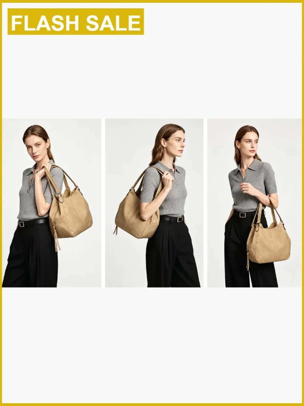 Vegan Leather Hobo Shoulder Bag Tote Purse Multi-pocket